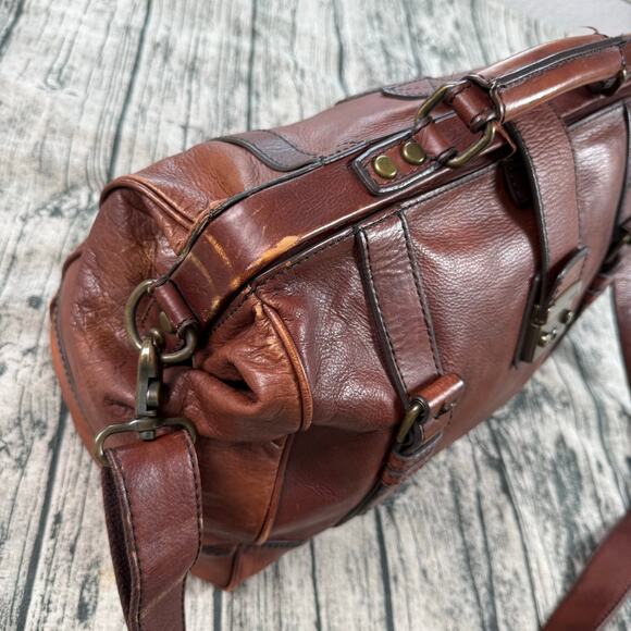 Fossil Lineage Framed Doctor/Lawyer Gladstone Bag – Cognac Brown Genuine Leather - Picture 3 of 16